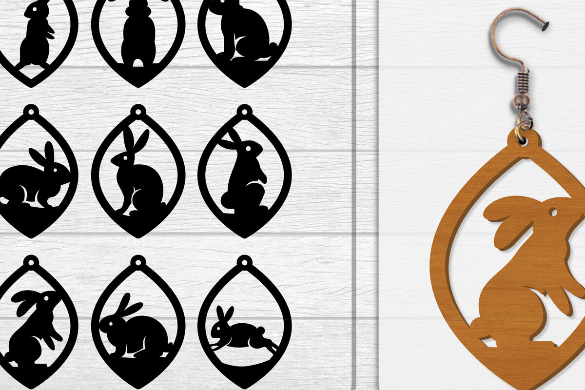 Intra απο ξύλο plywood  Χρώμα wenge 3mm-4mm πάχος - Σκουλαρίκι Rabbit Lasercut | Καλό Πάσχα Δίασταση 3x3 cm INTRAFABR-102035118