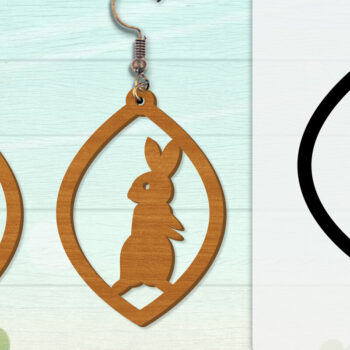 Intra απο ξύλο plywood Χρώμα wenge 3mm-4mm πάχος - Σκουλαρίκι Rabbit Lasercut | Καλό Πάσχα Δίασταση 3x3 cm INTRAFABR-102035118 - Image 2