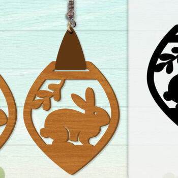 Intra απο ξύλο plywood Χρώμα wenge 3mm-4mm πάχος - Σκουλαρίκι Rabbit Lasercut | Καλό Πάσχα Δίασταση 3x3 cm INTRAFABR-102035127 - Image 5