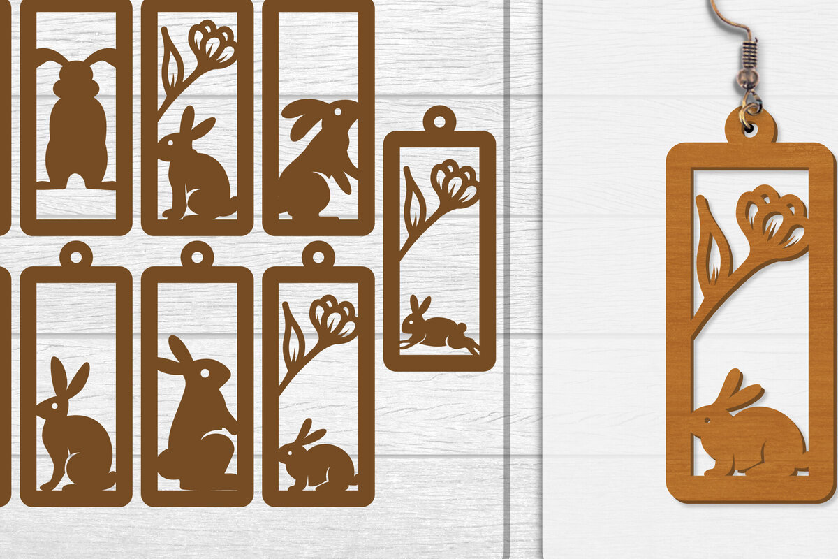 Intra απο ξύλο plywood  Χρώμα wenge 3mm-4mm πάχος - Σκουλαρίκι Rabbit Lasercut | Καλό Πάσχα Δίασταση 3x3 cm INTRAFABR-47734808