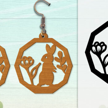 Intra απο ξύλο plywood Χρώμα wenge 3mm-4mm πάχος - Σκουλαρίκι Rabbit Lasercut | Καλό Πάσχα Δίασταση 3x3 cm INTRAFABR-47361868 - Image 2