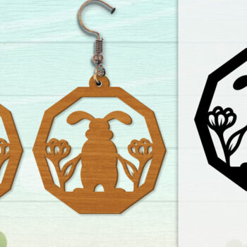 Intra απο ξύλο plywood Χρώμα wenge 3mm-4mm πάχος - Σκουλαρίκι Rabbit Lasercut | Καλό Πάσχα Δίασταση 3x3 cm INTRAFABR-47361868 - Image 3