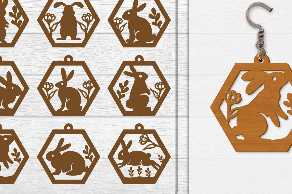 Intra απο ξύλο plywood  Χρώμα wenge 3mm-4mm πάχος - Σκουλαρίκι Rabbit Lasercut | Καλό Πάσχα Δίασταση 3x3 cm INTRAFABR-47712279