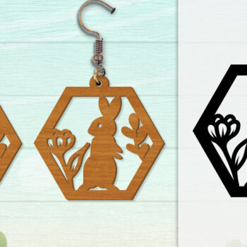 Intra απο ξύλο plywood Χρώμα wenge 3mm-4mm πάχος - Σκουλαρίκι Rabbit Lasercut | Καλό Πάσχα Δίασταση 3x3 cm INTRAFABR-47712279 - Image 2