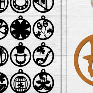 Intra απο ξύλο plywood  Χρώμα wenge 3mm-4mm πάχος - Σκουλαρίκια St Patrick's Day Lasercut BUNDLE Δίασταση 3x3 cm INTRAFABR-112429219