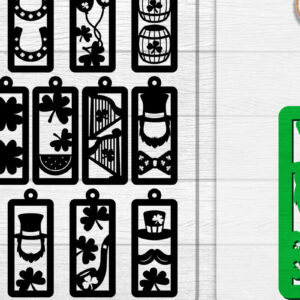 Intra απο ξύλο plywood  Χρώμα wenge 3mm-4mm πάχος - Σκουλαρίκια St Patrick's Day Lasercut BUNDLE Δίασταση 3x3 cm INTRAFABR-32688657