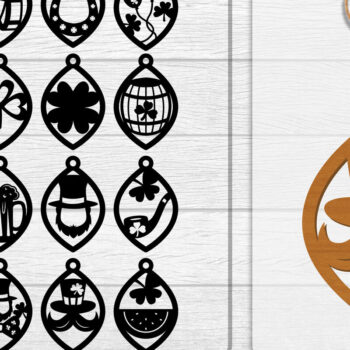 Intra απο ξύλο plywood Χρώμα wenge 3mm-4mm πάχος - Σκουλαρίκια St Patrick's Day Lasercut BUNDLE Δίασταση 3x3 cm INTRAFABR-36624941 - Image 1