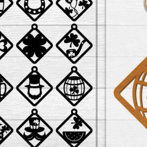 Intra απο ξύλο plywood  Χρώμα wenge 3mm-4mm πάχος - Σκουλαρίκια St Patrick's Day Lasercut BUNDLE Δίασταση 3x3 cm INTRAFABR-36624930