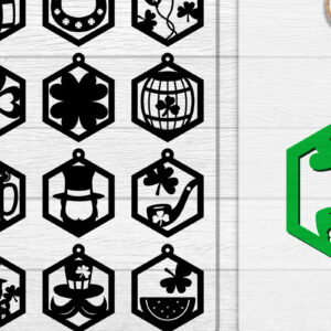 Intra απο ξύλο plywood  Χρώμα wenge 3mm-4mm πάχος - Σκουλαρίκια St Patrick's Day Lasercut BUNDLE Δίασταση 3x3 cm INTRAFABR-89843024