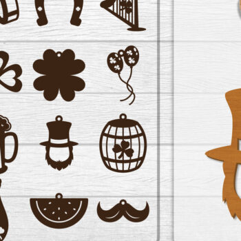 Intra απο ξύλο plywood Χρώμα wenge 3mm-4mm πάχος - Σκουλαρίκια St Patrick's Day Lasercut BUNDLE Δίασταση 3x3 cm INTRAFABR-90091226 - Image 1