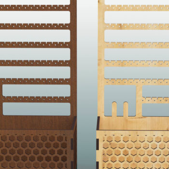 Intra απο ξύλο plywood  Χρώμα wenge 3mm-4mm πάχος - Αρχεία κοπής με λέιζερ βάση σκουλαρικιών Δίασταση 200x120 cm INTRAFABR-93063051 - Image 2