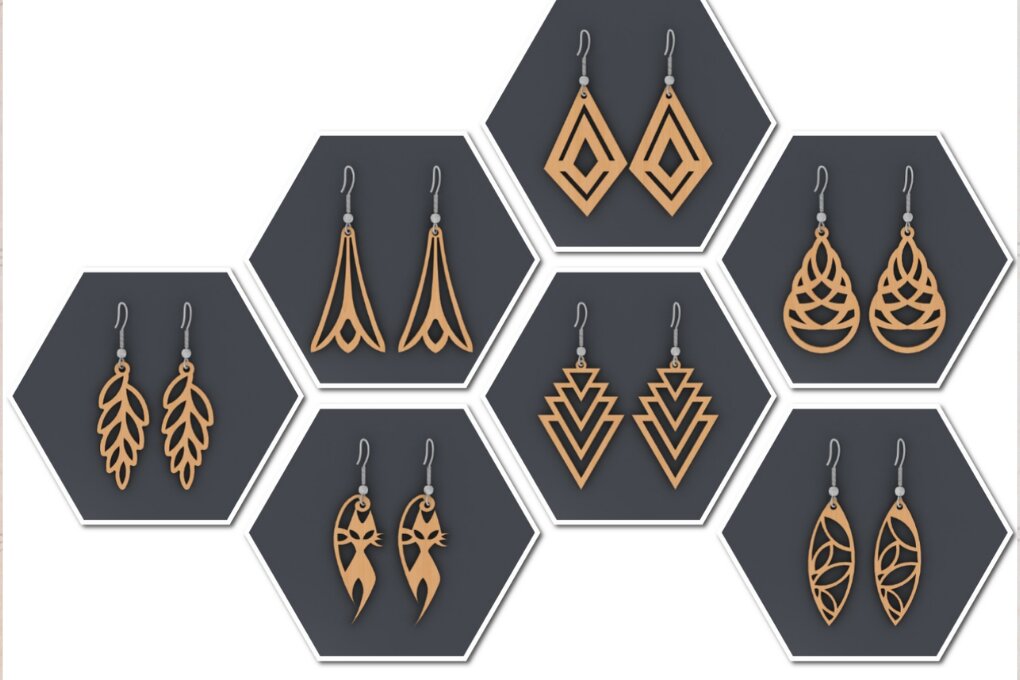 Intra απο ξύλο plywood  Χρώμα wenge 3mm-4mm πάχος - Σκουλαρίκι Bundle 265 Δίασταση 3x3 cm INTRAFABR-118738659