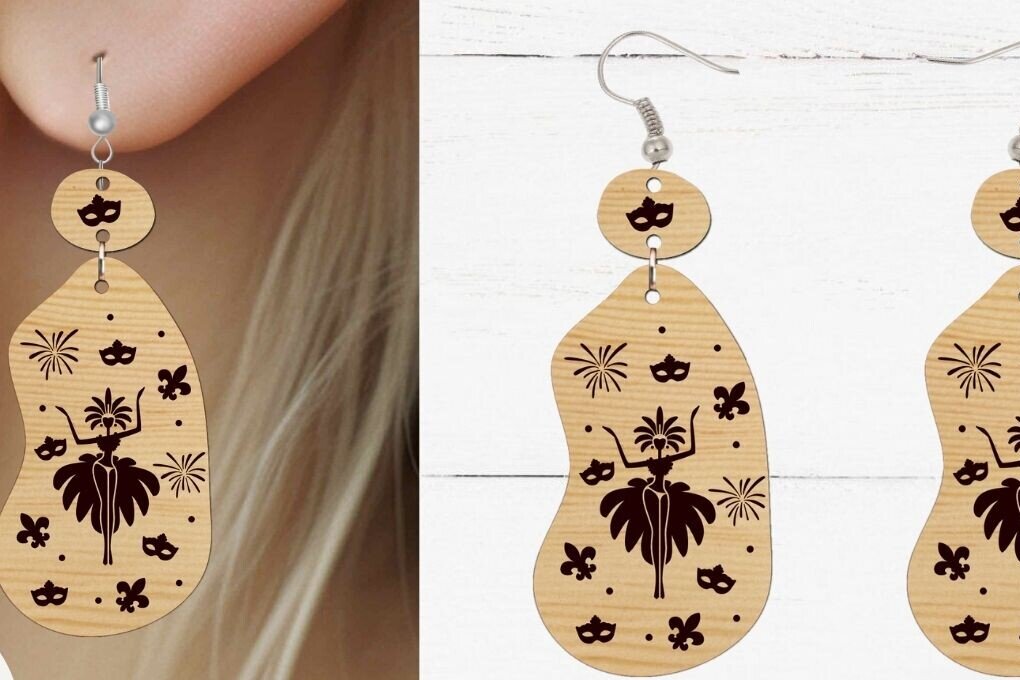 Intra απο ξύλο plywood  Χρώμα wenge 3mm-4mm πάχος - Σκουλαρίκι , κοπής με λέιζερ σκουλαρικιών Δίασταση 3x3 cm INTRAFABR-118738731