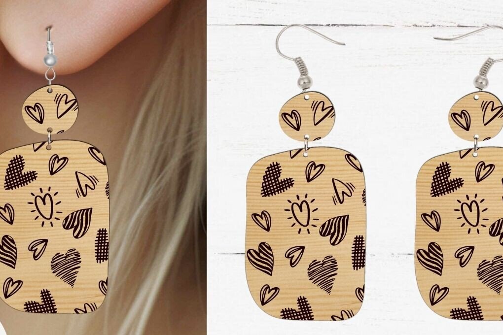 Intra απο ξύλο plywood  Χρώμα wenge 3mm-4mm πάχος - Σκουλαρίκι , Σκουλαρίκι File Δίασταση 3x3 cm INTRAFABR-118738857