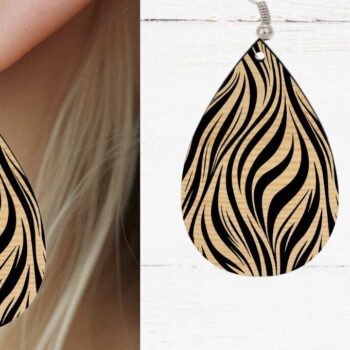 Intra απο ξύλο plywood  Χρώμα wenge 3mm-4mm πάχος - Earring , Zebra Earring Laser File Δίασταση 3x3 cm INTRAFABR-118739463 - Image 2