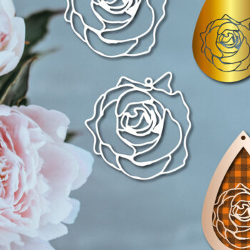 Intra απο ξύλο plywood Χρώμα wenge 3mm-4mm πάχος - Πρότυπο σκουλαρίκι, σκουλαρίκια τριαντάφυλλο Δίασταση 3x3 cm INTRAFABR-118739516 - Image 2