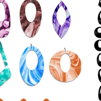 Intra απο ξύλο plywood  Χρώμα wenge 3mm-4mm πάχος - Πρότυπο διάνυσμα σκουλαρικιών - Δίασταση 20x20 cm INTRAFABR-118739530 - Image 1