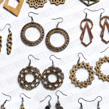 Intra απο ξύλο plywood Χρώμα wenge 3mm-4mm πάχος - Σκουλαρίκια Δίασταση 3x3 cm INTRAFABR-118759796 - Image 2