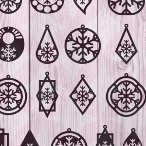 Intra απο ξύλο plywood  Χρώμα wenge 3mm-4mm πάχος - Σκουλαρίκια Χριστουγεννιάτικη Σειρά 1 Δίασταση 3x3 cm INTRAFABR-118760459