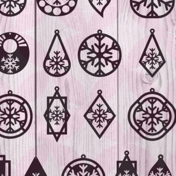 Intra απο ξύλο plywood Χρώμα wenge 3mm-4mm πάχος - Σκουλαρίκια Χριστουγεννιάτικη Σειρά 1 Δίασταση 3x3 cm INTRAFABR-118760459 - Image 1