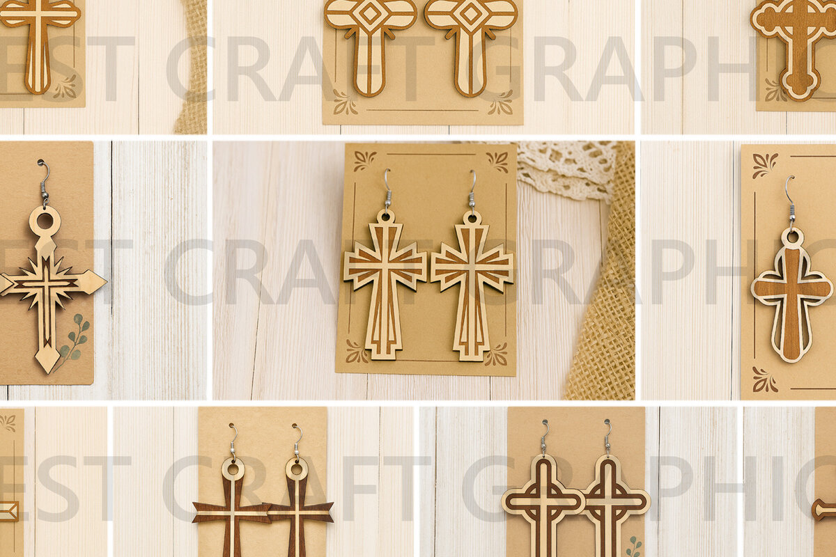 Intra απο ξύλο plywood  Χρώμα wenge 3mm-4mm πάχος - Σκουλαρίκια – Πακέτο Christian Faith Δίασταση 3x3 cm INTRAFABR-118760469