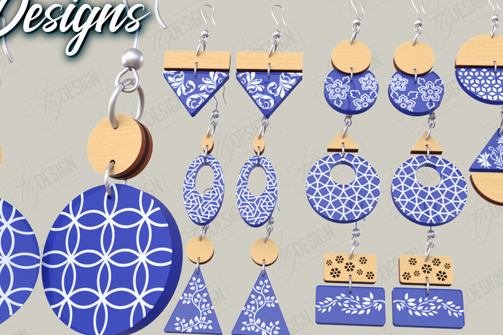 Intra απο ξύλο plywood  Χρώμα wenge 3mm-4mm πάχος - Πακέτο σχεδίασης σκουλαρίκια | Ακρυλικό λέιζερ Δίασταση 3x3 cm INTRAFABR-118760486