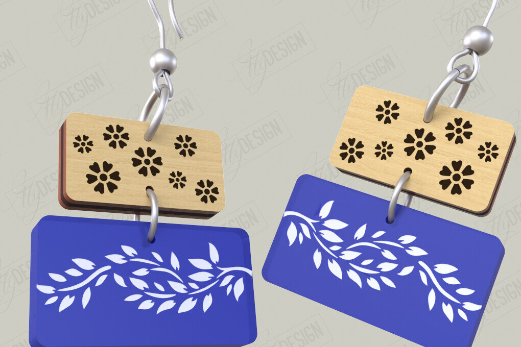 Intra απο ξύλο plywood  Χρώμα wenge 3mm-4mm πάχος - Σχεδιασμός Σκουλαρίκια | Laser Ακρυλικό &amp; Ξύλο Δίασταση 3x3 cm INTRAFABR-118762614