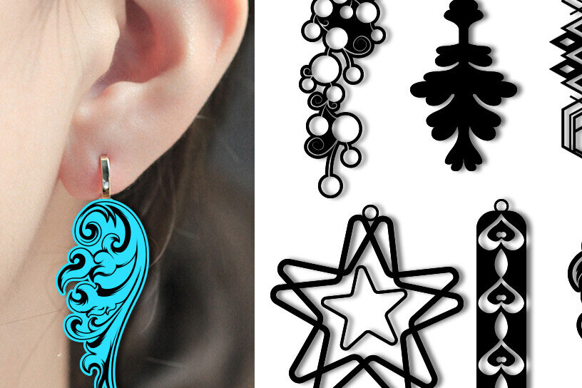 Intra απο ξύλο plywood  Χρώμα wenge 3mm-4mm πάχος - Σχέδια σκουλαρίκια Δίασταση 15x18 cm INTRAFABR-118763672