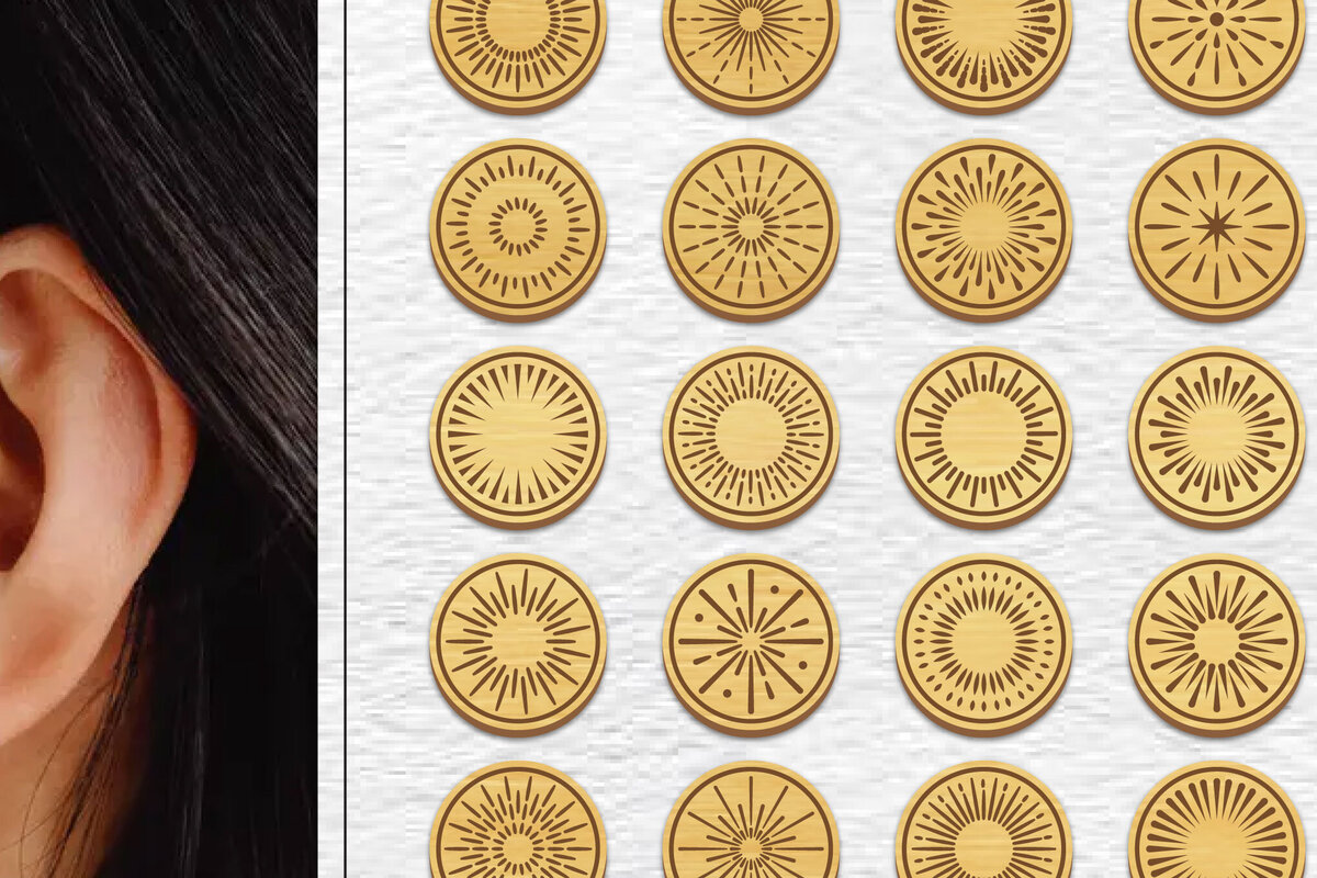 Intra απο ξύλο plywood  Χρώμα wenge 3mm-4mm πάχος - Σκουλαρίκια Firework Magnet Πακέτο Lasercut Δίασταση 3x3 cm INTRAFABR-118763916