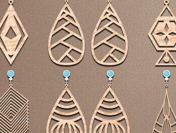 Intra απο ξύλο plywood  Χρώμα wenge 3mm-4mm πάχος - Σκουλαρίκια Κοσμήματα Σετ Δίασταση 3x3 cm INTRAFABR-66981531 - Image 1