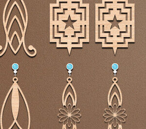 Intra απο ξύλο plywood  Χρώμα wenge 3mm-4mm πάχος - Σκουλαρίκια Κοσμήματα Σετ Δίασταση 3x3 cm INTRAFABR-82836922