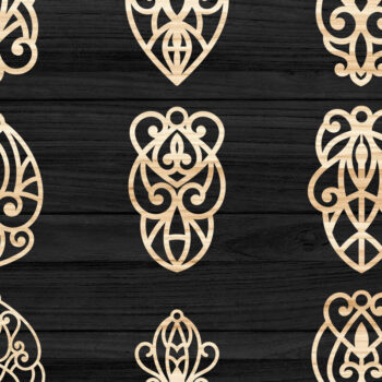 Intra απο ξύλο plywood  Χρώμα wenge 3mm-4mm πάχος - Earrings Jewelry Bundle, Cut Files Δίασταση 3x3 cm INTRAFABR-112075191 - Image 1