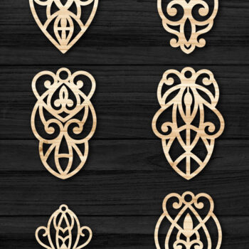 Intra απο ξύλο plywood  Χρώμα wenge 3mm-4mm πάχος - Earrings Jewelry Bundle, Cut Files Δίασταση 3x3 cm INTRAFABR-112075191 - Image 2