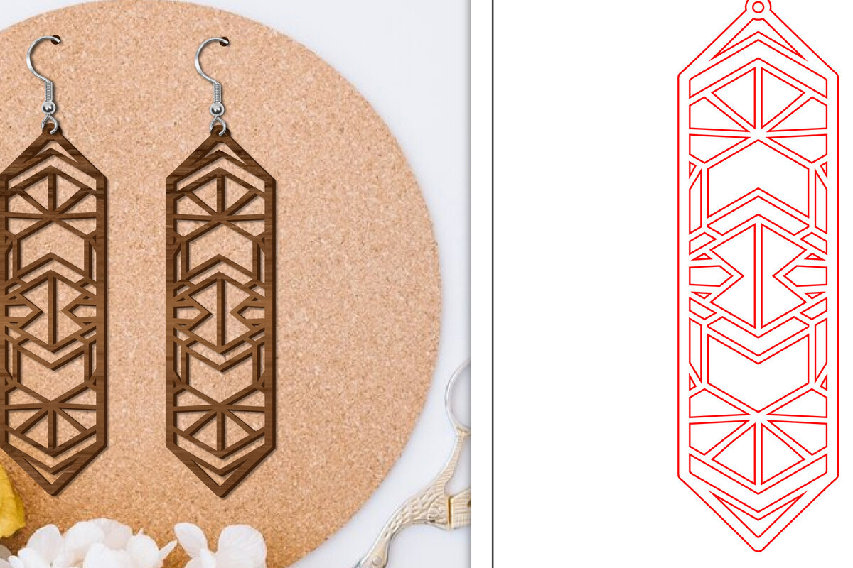 Intra απο ξύλο plywood  Χρώμα wenge 3mm-4mm πάχος - Σκουλαρίκια | Αφηρημένα σκουλαρίκια Δίασταση 3x3 cm INTRAFABR-92545104