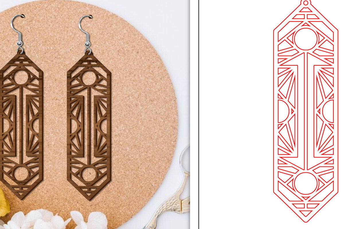 Intra απο ξύλο plywood  Χρώμα wenge 3mm-4mm πάχος - Σκουλαρίκια | Αφηρημένα σκουλαρίκια Δίασταση 3x3 cm INTRAFABR-86659574