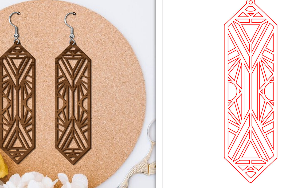 Intra απο ξύλο plywood  Χρώμα wenge 3mm-4mm πάχος - Σκουλαρίκια | Αφηρημένα σκουλαρίκια Δίασταση 3x3 cm INTRAFABR-77624518