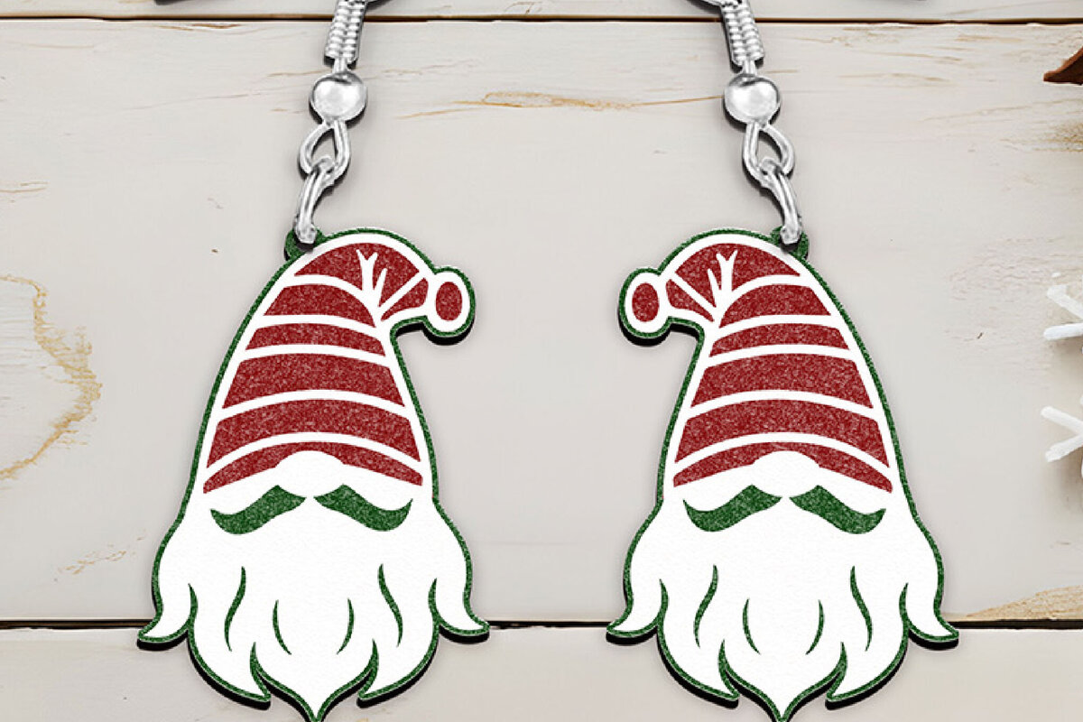 Intra απο ξύλο plywood  Χρώμα wenge 3mm-4mm πάχος - Σκουλαρίκια . Χριστουγεννιάτικο λέιζερ ξωτικών Δίασταση 3x3 cm INTRAFABR-28892114