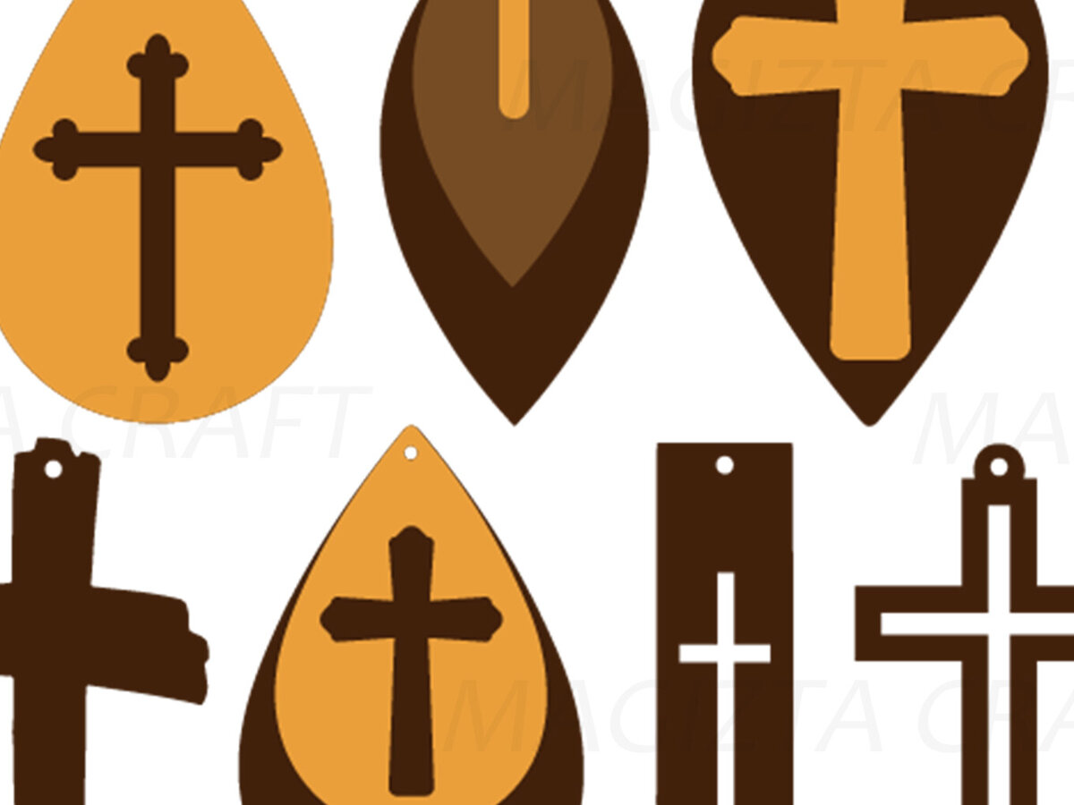 Intra απο ξύλο plywood  Χρώμα wenge 3mm-4mm πάχος - Σκουλαρίκια Cross Christian Δίασταση 3x3 cm INTRAFABR-25252777