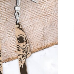 Intra απο ξύλο plywood  Χρώμα wenge 3mm-4mm πάχος - Σκουλαρίκια . Αποκριάτικη Δίασταση 3x3 cm INTRAFABR-105396450