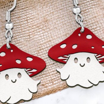 Intra απο ξύλο plywood  Χρώμα wenge 3mm-4mm πάχος - Σκουλαρίκια . Αποκριάτικη . Δίασταση 3x3 cm INTRAFABR-68543966 - Image 1