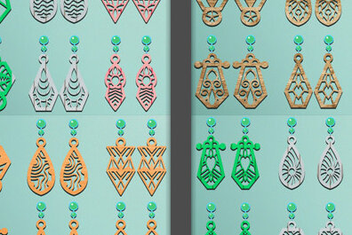 Intra απο ξύλο plywood  Χρώμα wenge 3mm-4mm πάχος - Σκουλαρίκια Bundle Δίασταση 3x3 cm INTRAFABR-27481832