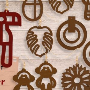 Intra απο ξύλο plywood  Χρώμα wenge 3mm-4mm πάχος - Σκουλαρίκια ting Files, Summer Δίασταση 3x3 cm INTRAFABR-114656107