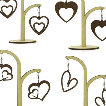 Intra απο ξύλο plywood  Χρώμα wenge 3mm-4mm πάχος - Σκουλαρίκια Laser File.10 Σχέδια και βάση Δίασταση 9x13 cm INTRAFABR-114656142 - Image 4