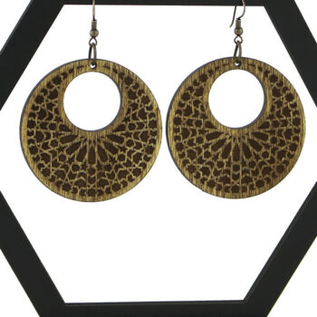 Intra απο ξύλο plywood  Χρώμα wenge 3mm-4mm πάχος - Σκουλαρίκια Laser File.10 Σχέδια και βάση Δίασταση 14x15 cm INTRAFABR-114656152 - Image 2