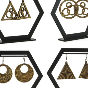 Intra απο ξύλο plywood  Χρώμα wenge 3mm-4mm πάχος - Σκουλαρίκια Laser File.10 Σχέδια και βάση Δίασταση 14x15 cm INTRAFABR-114656152 - Image 4