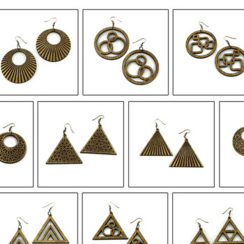 Intra απο ξύλο plywood  Χρώμα wenge 3mm-4mm πάχος - Σκουλαρίκια Laser File.10 Σχέδια και βάση Δίασταση 14x15 cm INTRAFABR-114656152 - Image 5