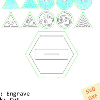 Intra απο ξύλο plywood  Χρώμα wenge 3mm-4mm πάχος - Σκουλαρίκια Laser File.10 Σχέδια και βάση Δίασταση 14x15 cm INTRAFABR-114656152 - Image 7