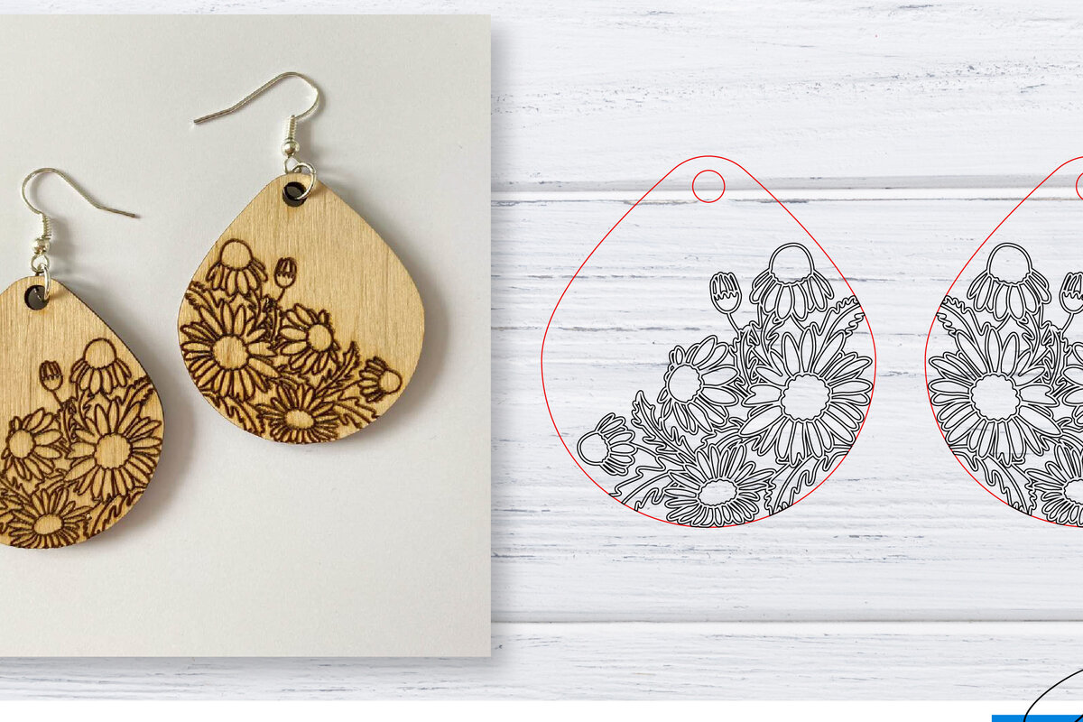 Intra απο ξύλο plywood  Χρώμα wenge 3mm-4mm πάχος - Σκουλαρίκια | Daisy | Δίασταση 3x3 cm INTRAFABR-97975437