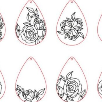 Intra απο ξύλο plywood Χρώμα wenge 3mm-4mm πάχος - Σκουλαρίκια χαραγμένα με τριαντάφυλλα Δίασταση 39x2 cm INTRAFABR-61700690 - Image 2