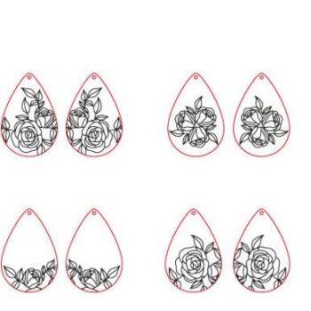 Intra απο ξύλο plywood Χρώμα wenge 3mm-4mm πάχος - Σκουλαρίκια χαραγμένα με τριαντάφυλλα Δίασταση 39x2 cm INTRAFABR-61700690 - Image 3